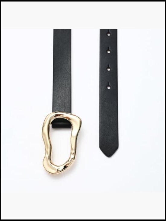Faux Leather Belt with Gold Buckle for Jeans and Dresses